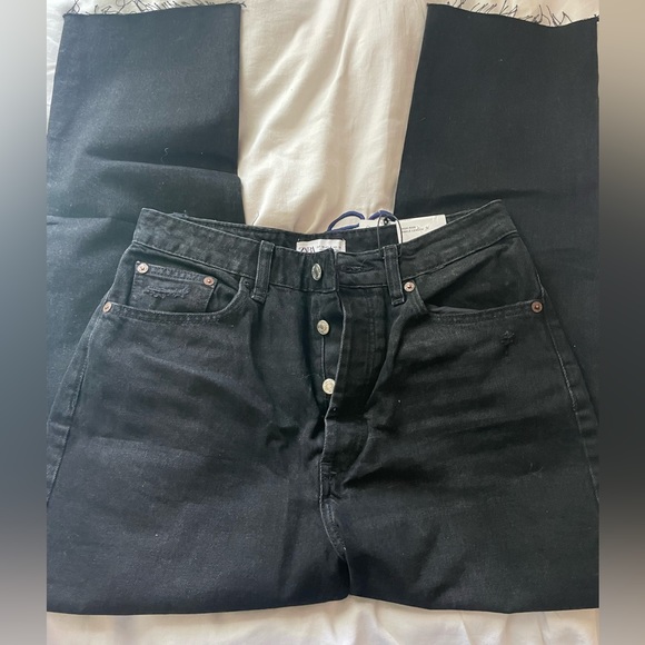 NWT Zara high rise black straight leg jeans - Picture 3 of 5